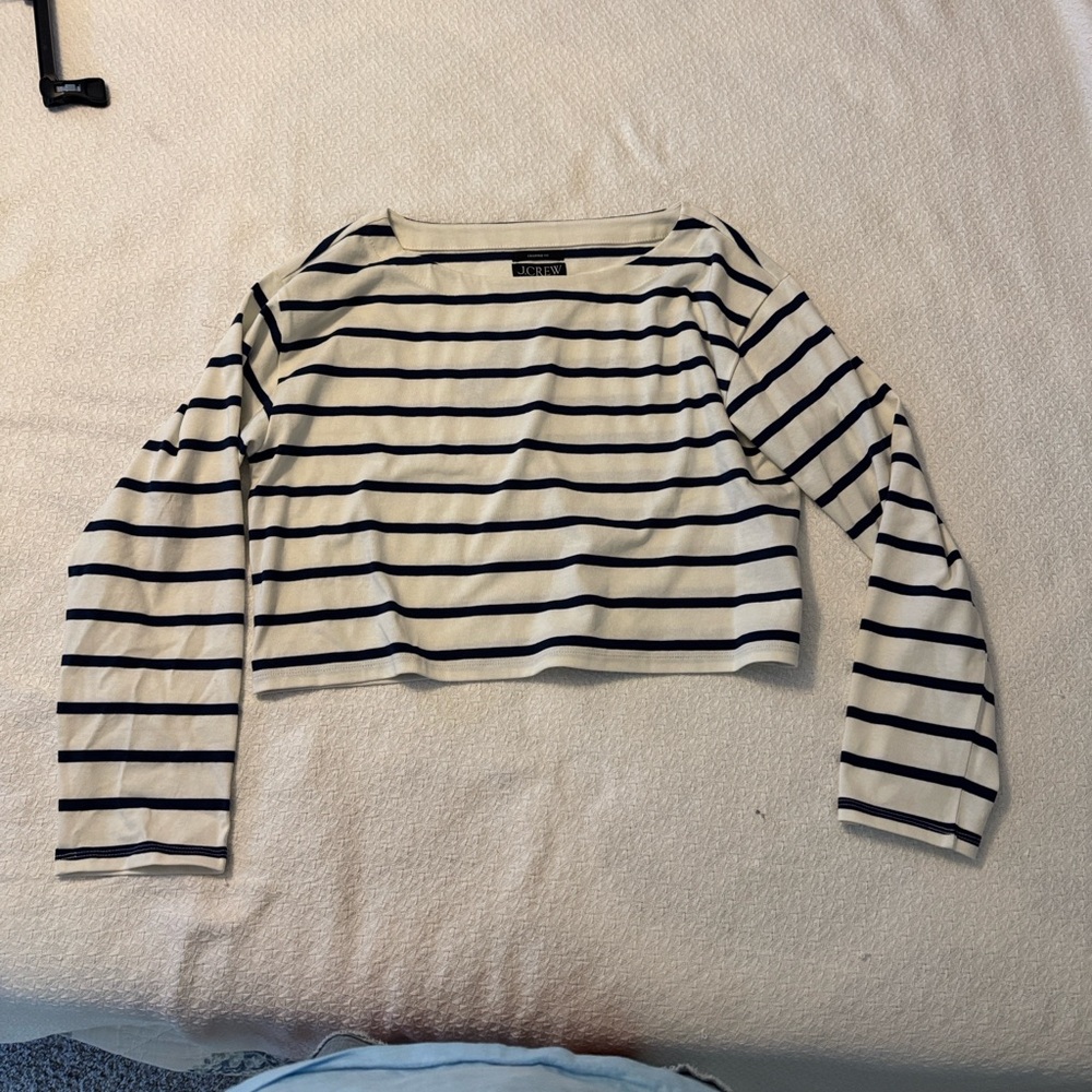J. Crew Navy and White Striped Top